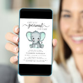 エレファントミントグリーンウォーター色ベビー散水 招待状