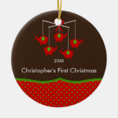 エレファントモバイルベビーの初めてのクリスマスオーナメント セラミックオーナメント (正面)