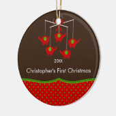 エレファントモバイルベビーの初めてのクリスマスオーナメント セラミックオーナメント (左)