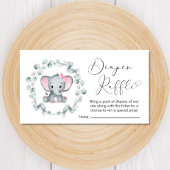 エレファントユーカリおむつラッフルベビーガールシャワー エンクロージャーカード
