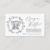 エレファントユーカリおむつラッフルベビーガールシャワー エンクロージャーカード (正面)