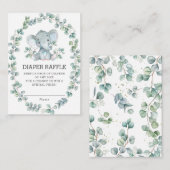 エレファントユーカリプトゥスグリーンリースおむつラッフル エンクロージャーカード (正面/裏面)