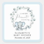 エレファントユーカリ男の赤ちゃんシャワー スクエアシール (正面)