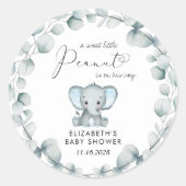 エレファントユーカリ男の赤ちゃんシャワー ラウンドシール (正面)