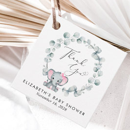 エレファントユーカリ赤ちゃんガールシャワーありがとう フェイバータグ