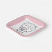 エレファントユーカリ赤ちゃんガールシャワー ペーパープレート (傾斜あり)