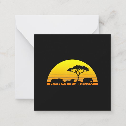 エレファントライオンライノヴィンテージ | For Rhino Lover ノートカード (正面)
