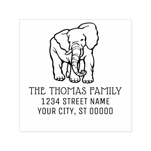 エレファントラインアートネーム差出人住所モノグラム セルフインキングスタンプ (デザイン)