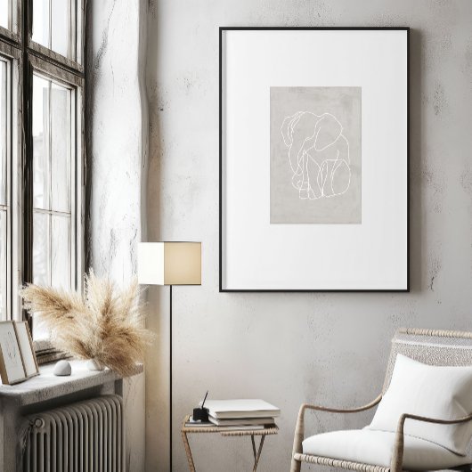 エレファントラインアート | ミニマルなサファリポスター ポスター