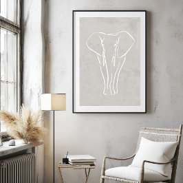 エレファントラインアート | ミニマルなサファリポスター ポスター