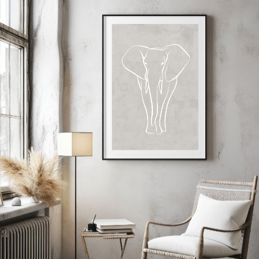 エレファントラインアート | ミニマルなサファリポスター ポスター