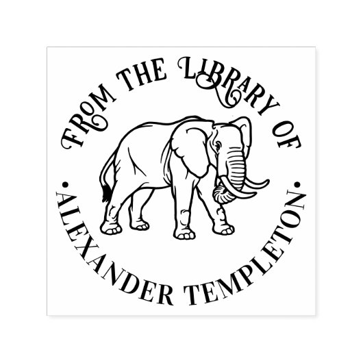 エレファントラインアート#2ラウンドライブラリブック名 セルフインキングスタンプ (デザイン)