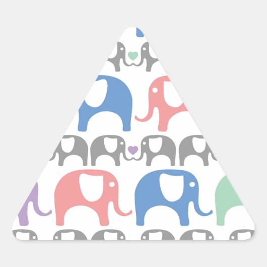 エレファントラブソフトパステルパターンハート 三角形シール (正面)