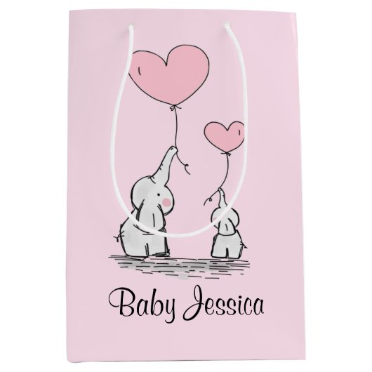 エレファントラブデザイン抱き枕 ミディアムペーパーバッグ (正面)