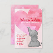 エレファントラブバレンタインデーパーティの招待状 招待状 (正面/裏面)