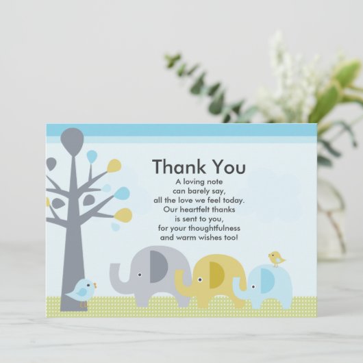 エレファントラブベビーシャワーサンキューカード サンキューカード (スタンド正面)