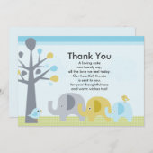 エレファントラブベビーシャワーサンキューカード サンキューカード (正面/裏面)
