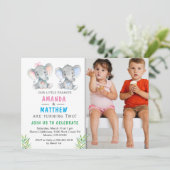 エレファントリトルピーナッツツインボーイガール誕生日 招待状 (スタンド正面)