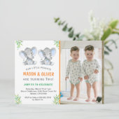 エレファントリトルピーナッツツインボーイズ誕生日パーティー 招待状 (スタンド正面)