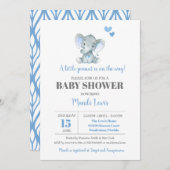 エレファントリトルピーナッツボーイ赤ちゃんシャワー 招待状 (正面/裏面)