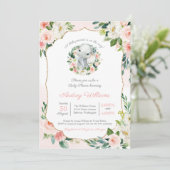 エレファントリトルピーナッツラッシュピンクガールベビーシャワー 招待状 (スタンド正面)