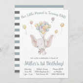 エレファントリトルピーナッツ、テーマ別バースデーパーティー 招待状 (正面/裏面)