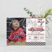 エレファントレッドレースカー2速2番目の誕生日 招待状 (スタンド正面)