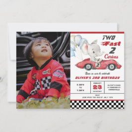 エレファントレッドレースカー2速2番目の誕生日 招待状
