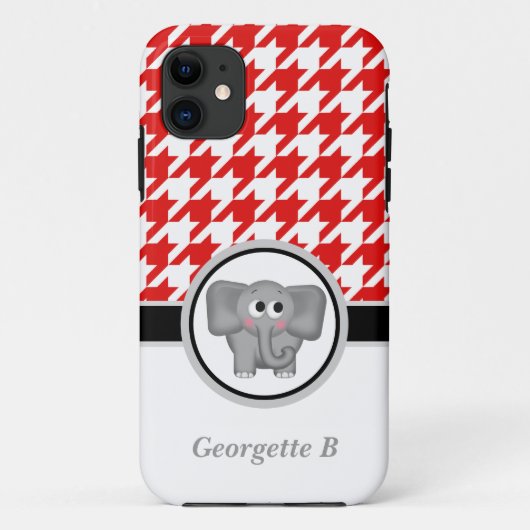 エレファントレッド&ホワイト千鳥格子のiPhone 5ケース Case-Mate iPhoneケース (裏面)