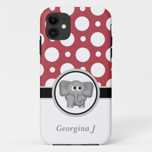 エレファントレッド&ホワイト水玉模様iPhone 5ケース Case-Mate iPhoneケース (裏面)