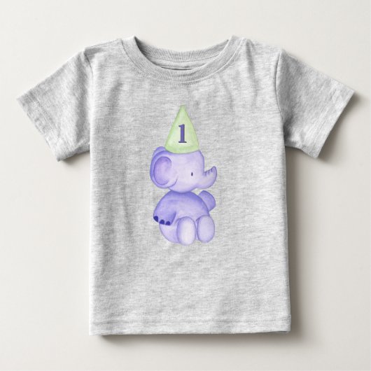 エレファントワン歳1歳の誕生日ベビー幼児 ベビーTシャツ (正面)
