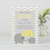 エレファント傘ベビーシャワーパーティの招待状 招待状 (スタンド正面)