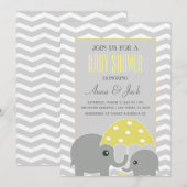 エレファント傘ベビーシャワーパーティの招待状 招待状 (正面/裏面)