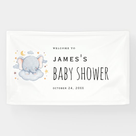 エレファント男の赤ちゃんシャワーウェルカムバナー 横断幕 (横)