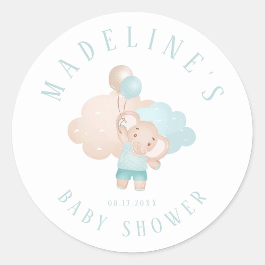 エレファント男の赤ちゃんベビーシャワーお気に入り/ギフトシール ラウンドシール (正面)