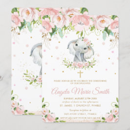 エレファント赤面ピンクフローラ洗礼《キリスト教》洗礼式や命名式 招待状