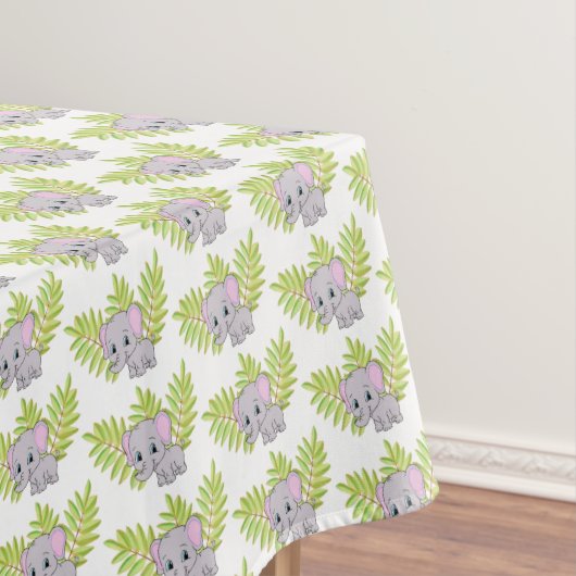 エレファント・カ男女兼用ワイト・ベビーシャワー テーブルクロス (インサイチュ)
