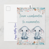 エレファント ツイン バースデー ポストカード (正面/裏面)