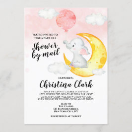 エレファント·ベイビー·シャワーバイ·メール·ベビー·ガール·ピンク 招待状