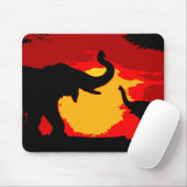 エレファント、ベビーエレファント&サンセット マウスパッド (マウス)