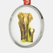 エレファント&ベビーエレファント メタルオーナメント (左)