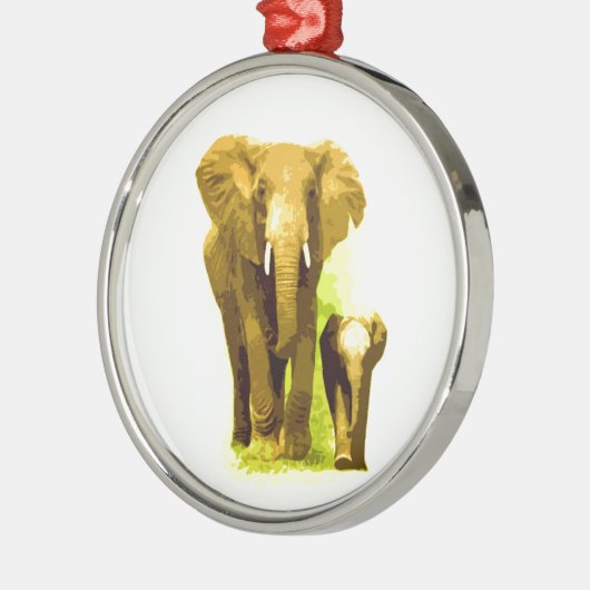 エレファント&ベビーエレファント メタルオーナメント (左)
