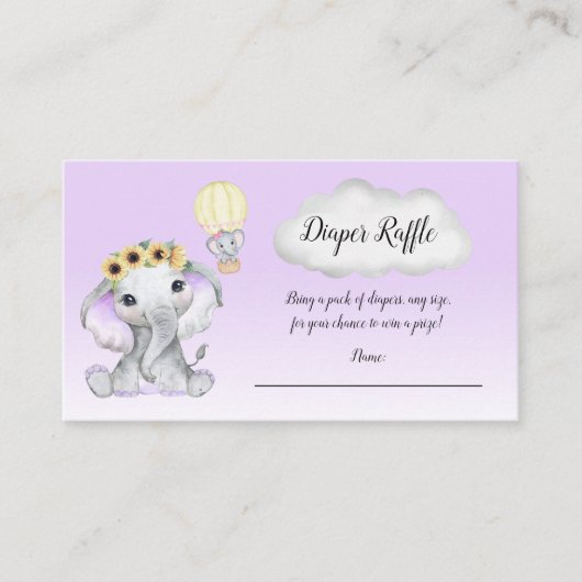 エレファント ホットエアバルーン ベイビー パープル おむつくじ エンクロージャーカード (正面)