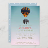 エレファント&ホットエアバルーン|誕生日パーティー 招待状 (正面/裏面)
