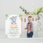 エレファント·リトル·ピーナッツ·ボーイ·バースデー·パーティーの写真 招待状 (スタンド正面)