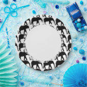 エレファント – Blk – ホワイト – -Lace_M-L ペーパープレート (パーティー)