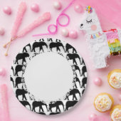 エレファント – Blk – ホワイト – -Lace_M-L ペーパープレート (パーティー)