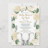 エレファ男女兼用ント·ベビー·シャワー（郵便） 招待状 (正面)