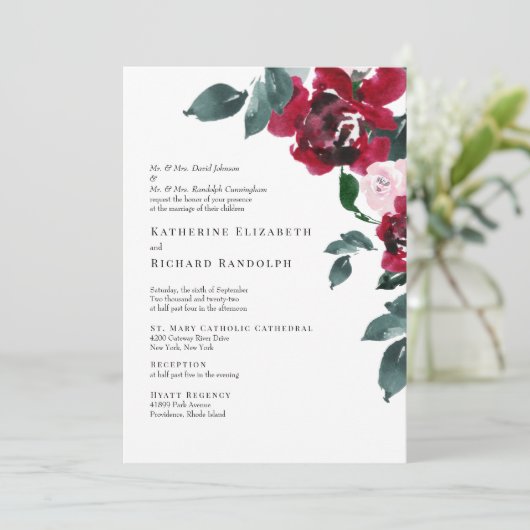 エレフォーマルガン赤いバラのフローラ結婚の 招待状 (スタンド正面)