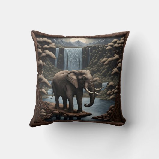 エレフ威厳のあるォントバイセレネウォーターフォールズアットナイト クッション (裏面)